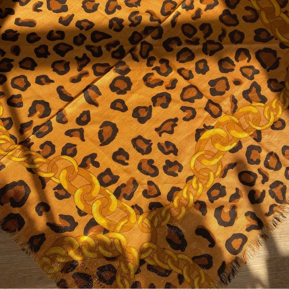 St. John Knits Silk Scarf - Leopard/Chain Print 33